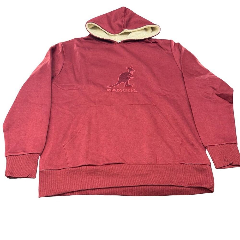 Kangol Men’s Sherpa Lined Hoodie XL Maroon Burgundy Streetwear BNWT